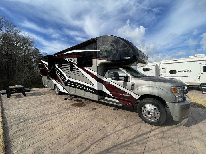 The motorhome under a big sky